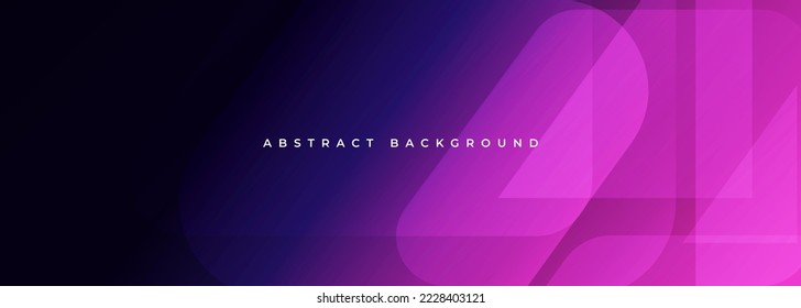 Deep purple and pink colours gradient wide abstract background. Abstract modern trendy color gradient banner with geometric shapes. Vector illustration.