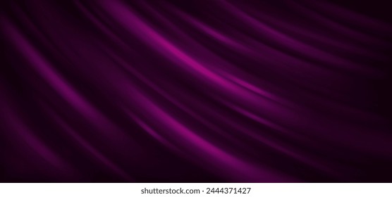 Deep purple gewelltes Material Stoff realistisch Vektorgrafik Hintergrund. Konzeption der Preisverleihung. Luxuriöse edle Tuch Hintergrund Illustration