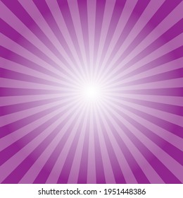 Deep purple sunburst with light flare in the center vector background. Sunburst backdrop. Background design for multipurpose use.