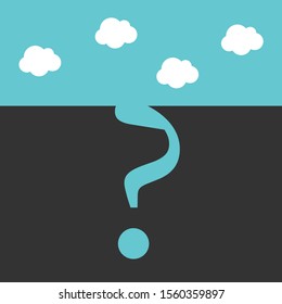 Deep question mark shaped hole in ground. Mystery, exploration, education, science, problem and challenge concept. Flat design. EPS 8 vector illustration, no transparency, no gradients