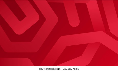 A deep red background with an abstract, maze-like pattern of rounded, geometric lines, creating a modern and dynamic design.