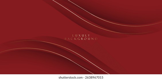 A deep red background with detailed thin curved lines, white and gold, perfect for use in announcements, posters, or promotional materials that need to convey a sense of luxury and elegance.