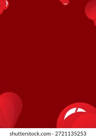 A deep red background with layered heart shapes placed around the corners creates an elegant and romantic composition. The minimal layout leaves space for text, perfect for Valentine’s designs.