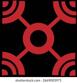 Arte rojo profundo y negro utilizado en su Sitio web.