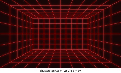 Tief rotes Gitter Virtual Reality Hintergrund oder Gaming-Hintergrund oder Raum Hintergrund 4K