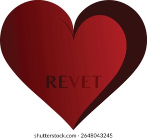 A deep red heart with gradient is isolated on white background, symbolizing love and passion