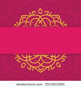 Projeto de cartão de convite de casamento profundo vermelho hindu com Mandala dourado e abstrato ornamento vintage