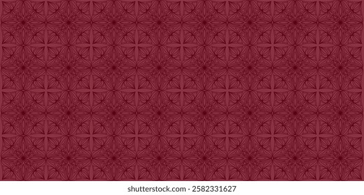 Deep Red Ornamental Tile Pattern with Floral Motifs