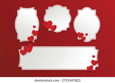 Etiquetas premium de color rojo oscuro y un Anuncio largo adornado con elegantes lazos de regalo de cinta blanca.