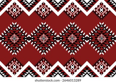 A deep red tribal chevron pattern with bold geometric shapes and layered textures. Ideal for fabric prints, boho themes, or modern ethnic designs.