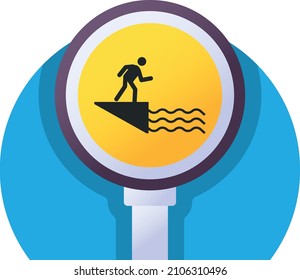 Deep River or canal bank Concept, Avoid Swimming Vector Icon Design, Modern traffic guide warning sign, Regulatory and recognisable symbol, Mandatory Road signage stock illustration