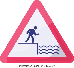 Deep River or canal bank red triangle Concept, Avoid Swimming Vector Icon Design, Modern traffic guide warning sign, Regulatory and recognizable symbol, Mandatory Road signage stock illustration