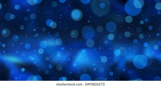 Deep royal blue gradient mesh seamless pattern with overlay bokeh and noisy texture. Sparkling ocean underwater bg. Gorgeous abstract vector wallpaper