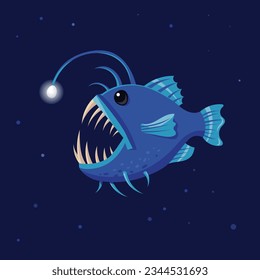 Ilustración vectorial de peces de peces de peces de aguas profundas