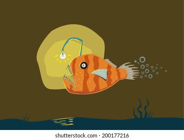 Deep Sea Anglerfish Concept Vector