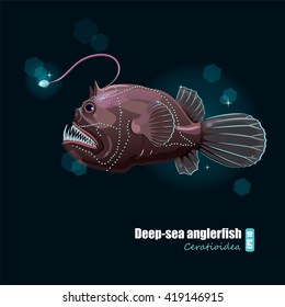 Deep Sea Anglerfish, Vector Illustration, Eps-10