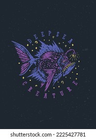 The deep sea creature vintage tattoo illustration