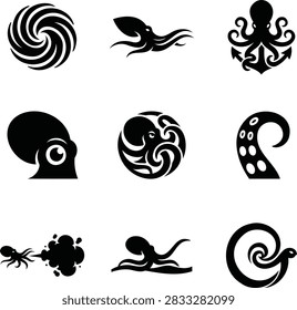 Deep Sea Creatures and Abyssal Zone Icons Set