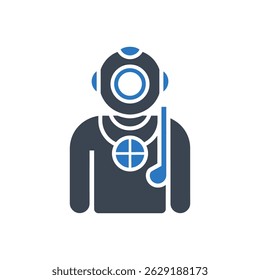 Deep Sea Diver Icon Isolated On White Background