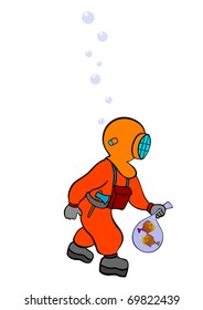 deep sea diver on the prowl - vector