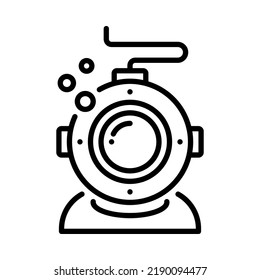 Deep Sea Diving Icon. Outline Vector. Isolated On White Background.