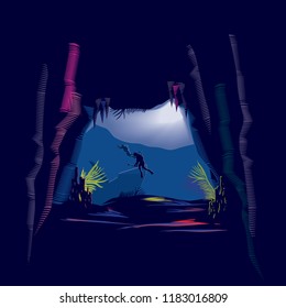 deep sea diving illustration