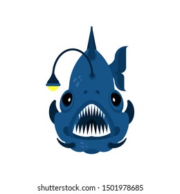 Deep sea fish. Angler isolated. vector illustration