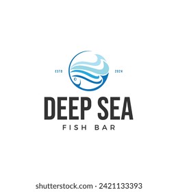 Deep Sea Fish Bar for Aquatic Bar, diseño del logotipo del restaurante Marine Ocean