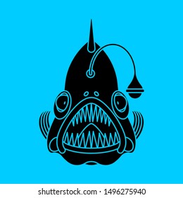 Deep sea fish icon. Angler sign. vector illustration