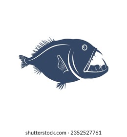 Diseño de vectores de peces de aguas profundas. Plantilla de diseño del logotipo de pez del Mar Profundo.