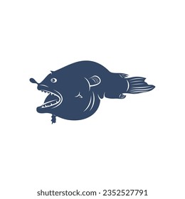 Deep sea fish vector illustration design. Deep Sea fish logo design Template.