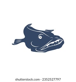 Deep sea fish vector illustration design. Deep Sea fish logo design Template.