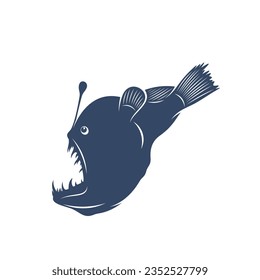 Deep sea fish vector illustration design. Deep Sea fish logo design Template.