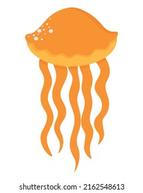 Deep sea jellyfish. Doodle flat clipart. All objects are repainted.