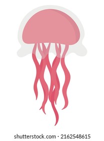 Deep sea jellyfish. Doodle flat clipart. All objects are repainted.