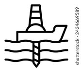 Deep Sea Mining Vector Line Icon Design
