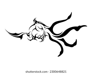 deep sea squid creature abstract black on white tattoo symbol