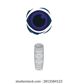 Deep sea vector set illustrating a mysterious monster eye and a detailed glass sponge for ocean designs.
