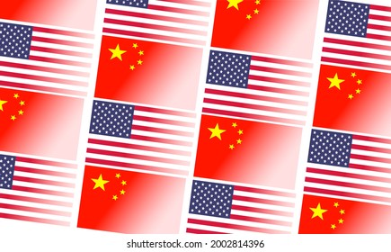 Deep seek app competitor destroy USA stocks, Fade China and USA flag illustration trade war concept. seamless pattern.