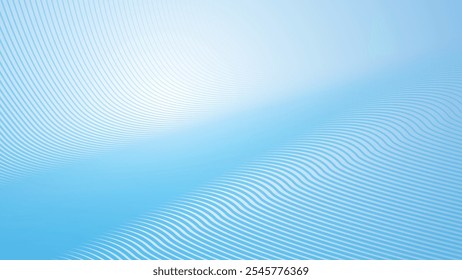 Deep sky blue gradient abstract background with stripes curve line vector image