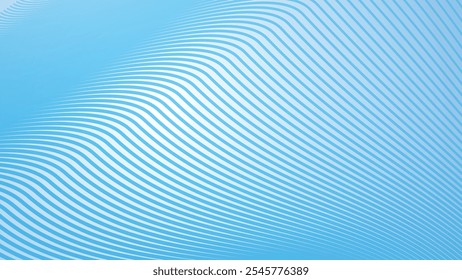 Deep sky blue gradient abstract background with stripes curve line vector image