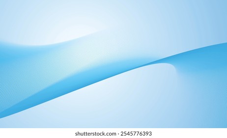 Deep sky blue gradient abstract background with stripes curve line vector image