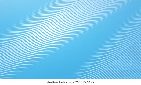 Deep sky blue gradient abstract background with stripes curve line vector image