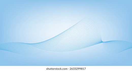 Deep sky blue gradient abstract background with stripes curve line vector image
