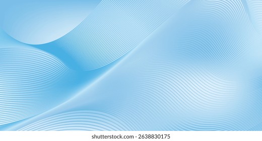 Deep sky blue gradient abstract background with stripes curve line vector image