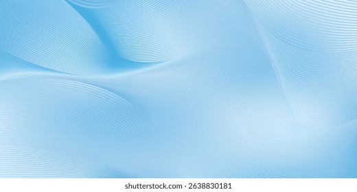 Deep sky blue gradient abstract background with stripes curve line vector image