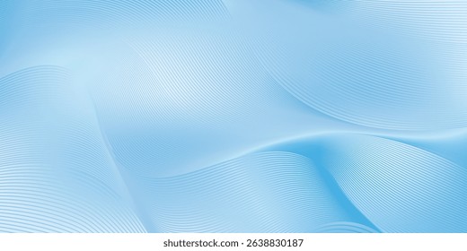 Deep sky blue gradient abstract background with stripes curve line vector image
