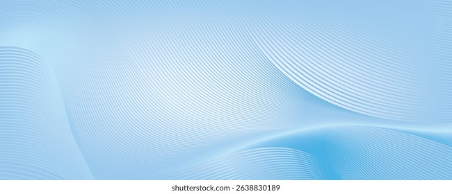 Deep sky blue gradient abstract background with stripes curve line vector image