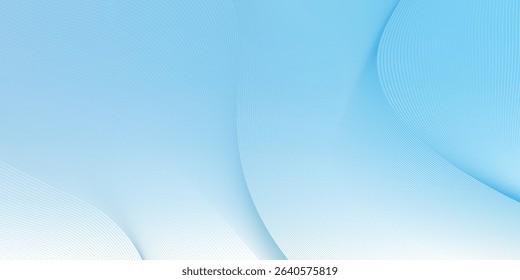 Deep sky blue gradient abstract background with stripes curve line vector image