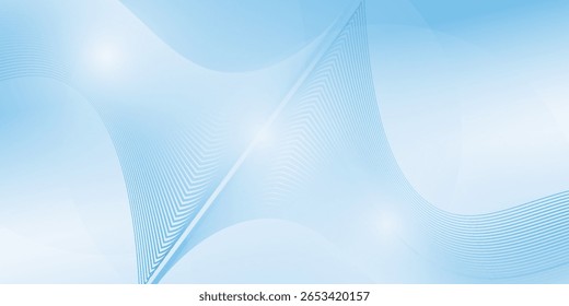 Deep sky blue gradient abstract background with stripes curve line vector image. vector modern